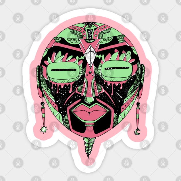 Pink Mint African Mask 2 Sticker by kenallouis